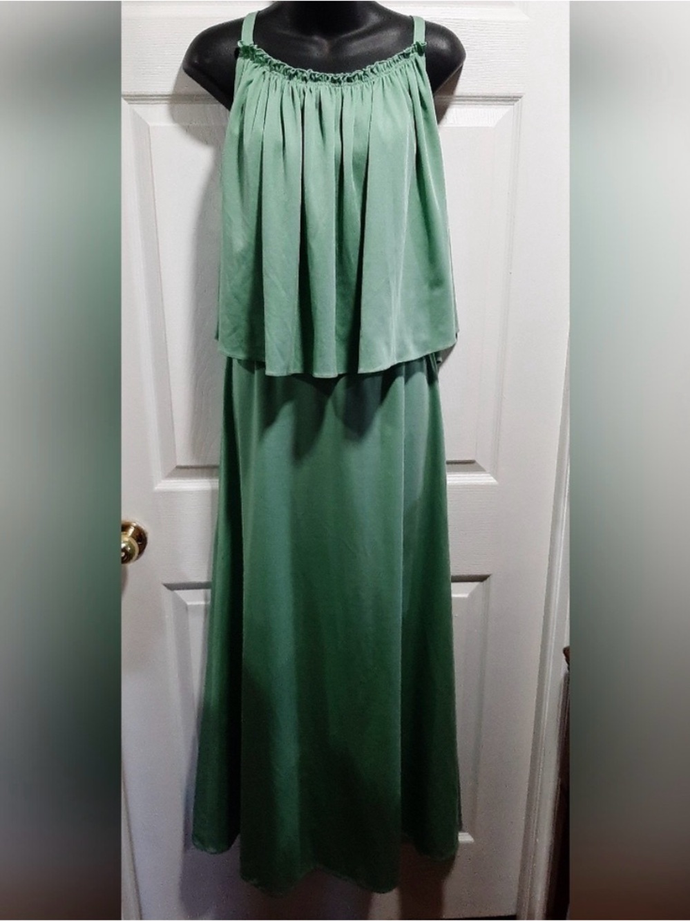 Vintage Majestic Mint Green Maxi Formal Dress Union Label Size 12 Polyester